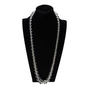 Vintage "Water Clear" Lucite Graduated Orb Necklace - 32” Hand Knotted